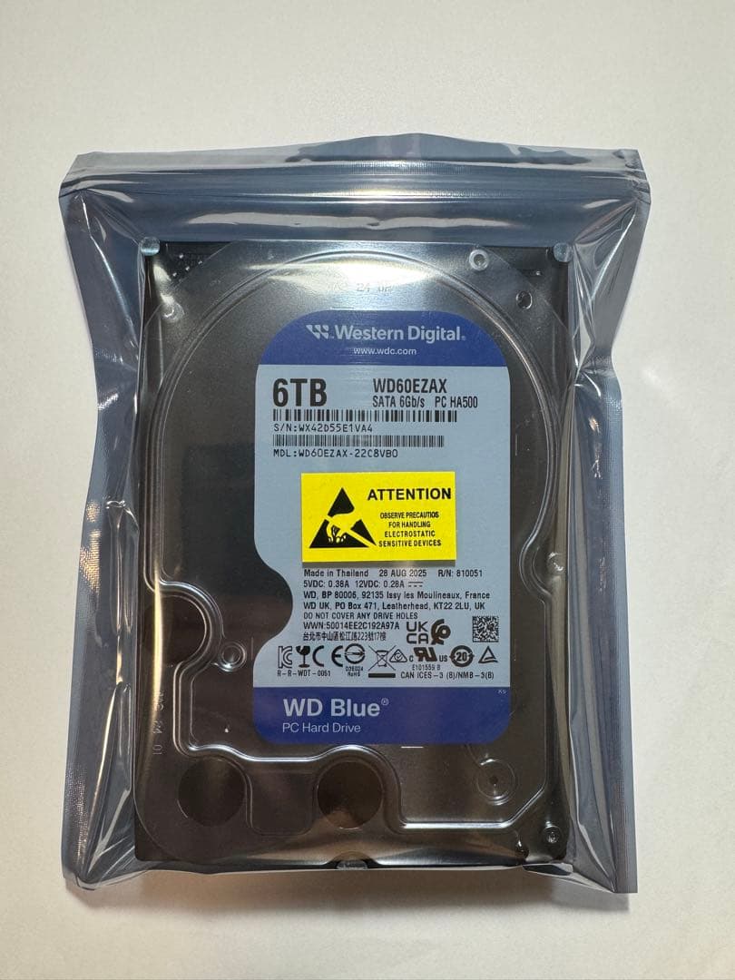 【新品】WesternDigital製 6TB HDD WD60EZAX ①