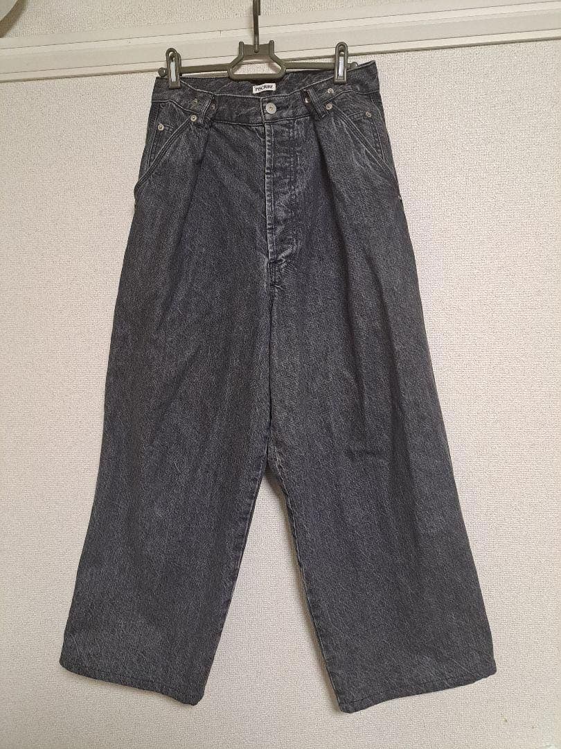 美品　INSCRIRE ダークグレー ワイドデニム