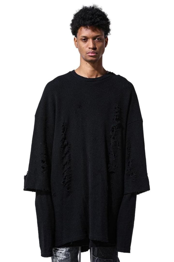 A.F ARTEFACT ダメージレイヤードオーバーサイズトップス