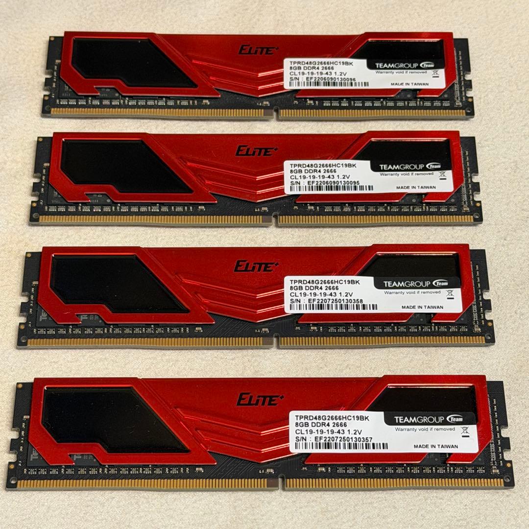 TEAMGROUP Elite DDR4 8GB ×4枚2666MHz メモリ