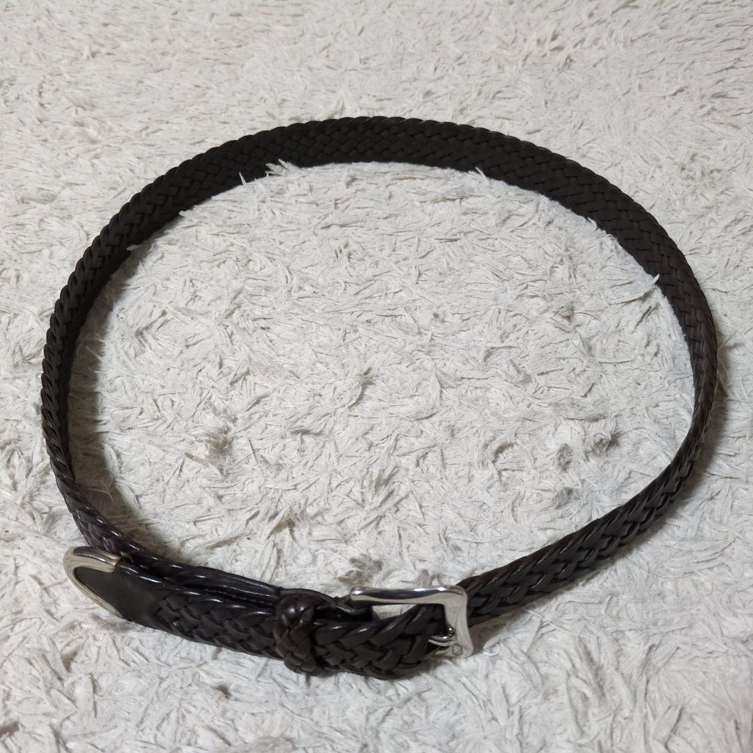 美品 J&M DAVIDSON 25MM メッシュベルト プンターレ 本革 焦茶