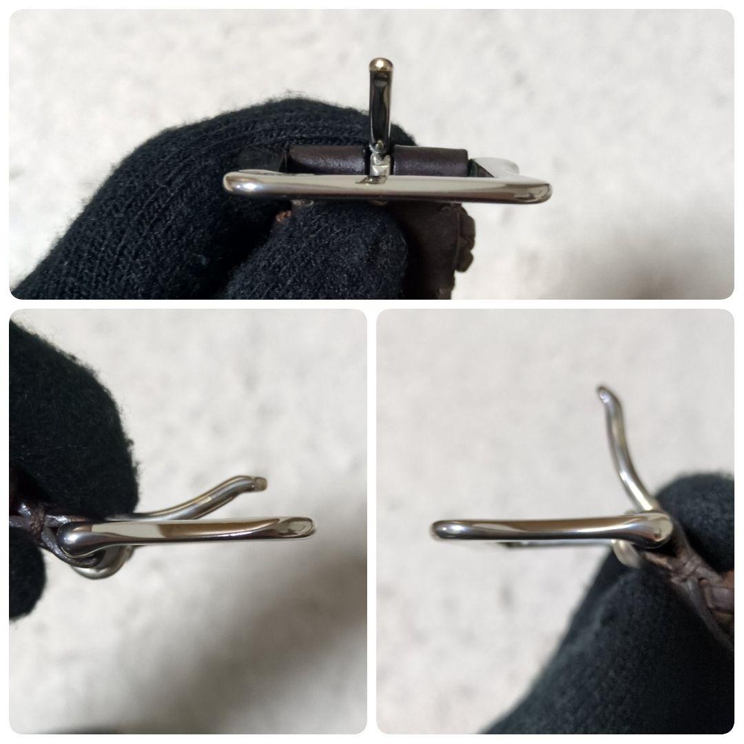 美品 J&M DAVIDSON 25MM メッシュベルト プンターレ 本革 焦茶