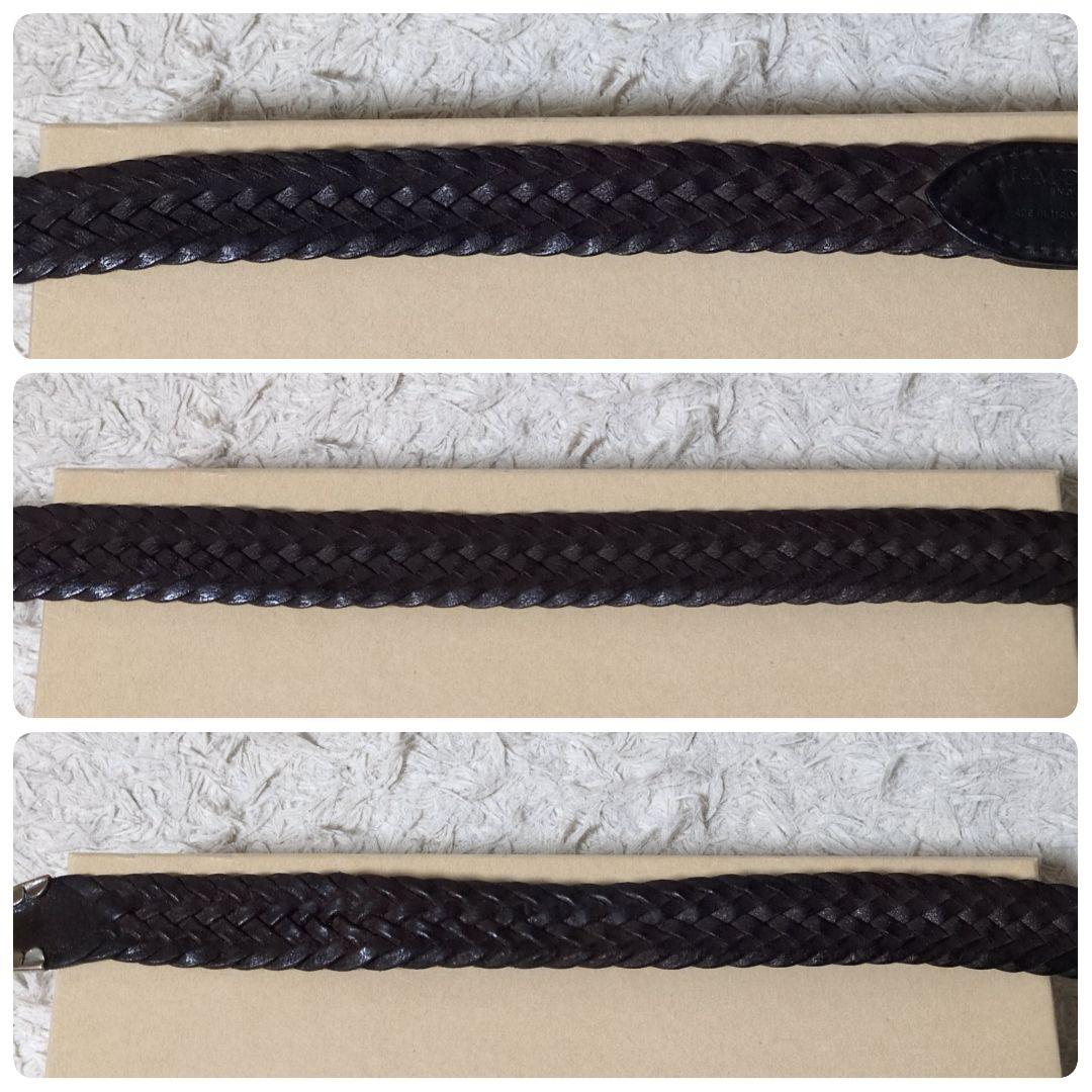 美品 J&M DAVIDSON 25MM メッシュベルト プンターレ 本革 焦茶