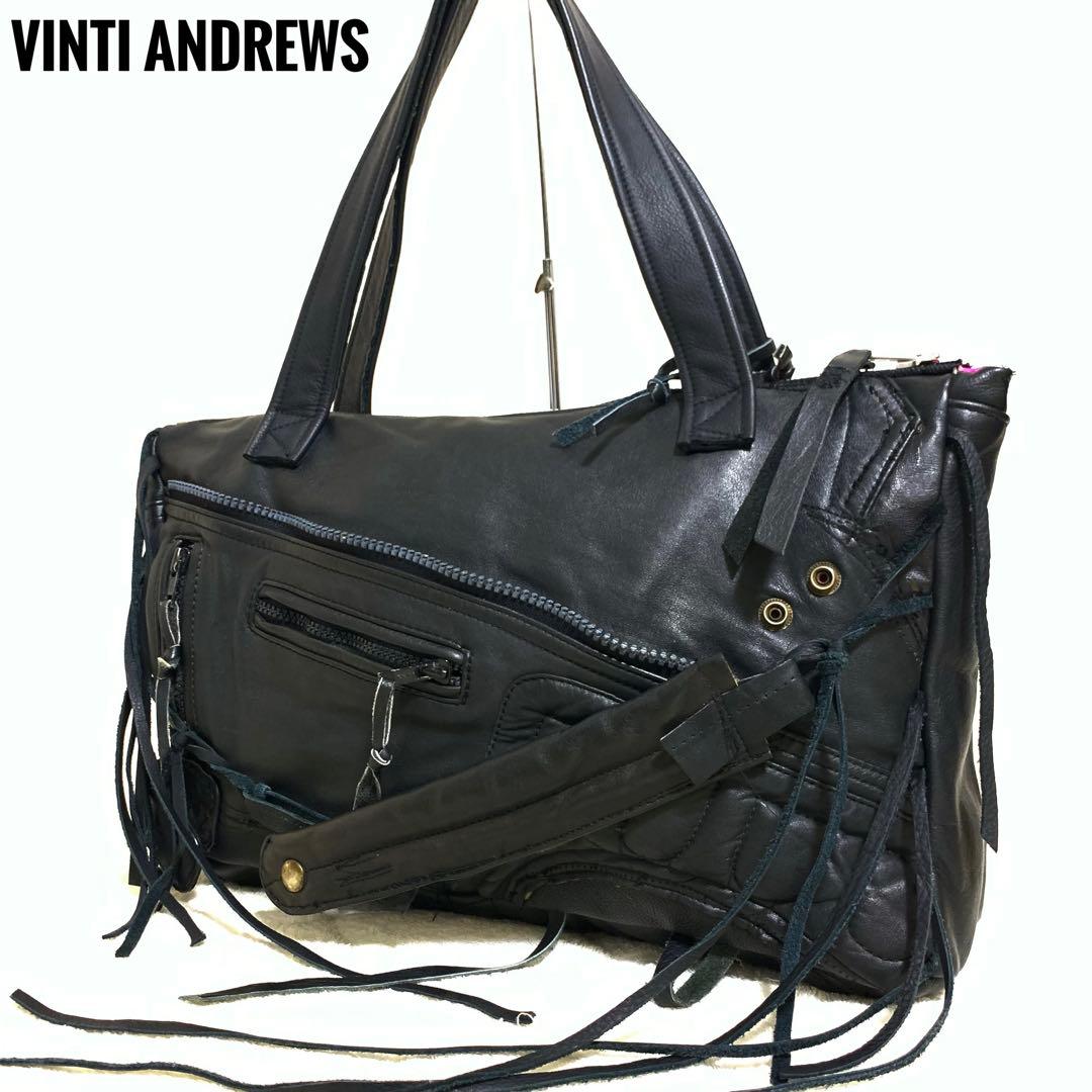 希少 VINTI ANDREWS トートバッグ　レザー 再構築 フリンジ y2k