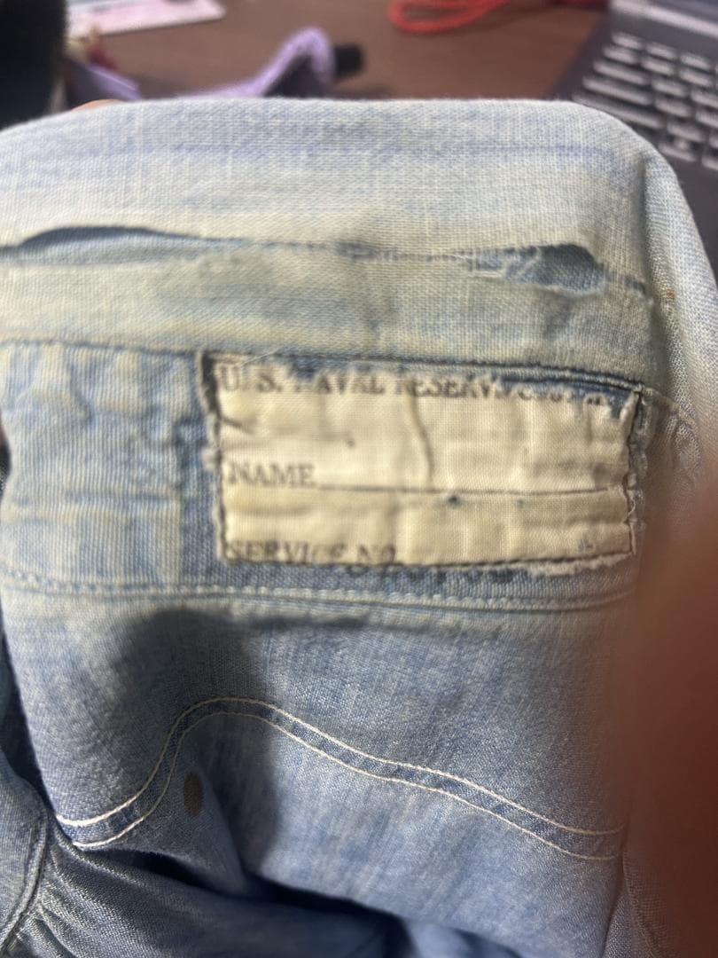 p*o様 US NAVY 40'S シャンブレーシャツ ステンシル入り