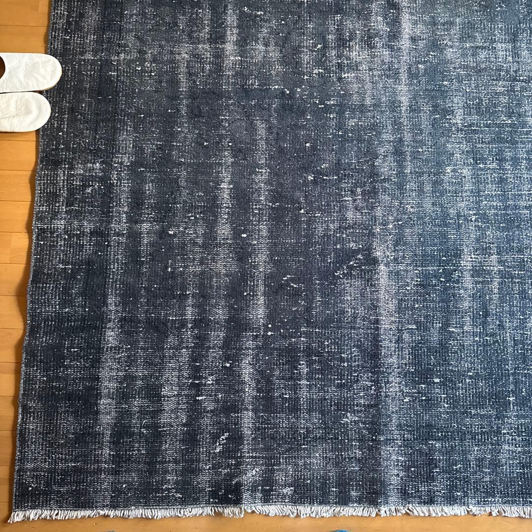 超大判161×261 レア藍色ブルー　オーバーダイ　トルコヴィンテージラグ