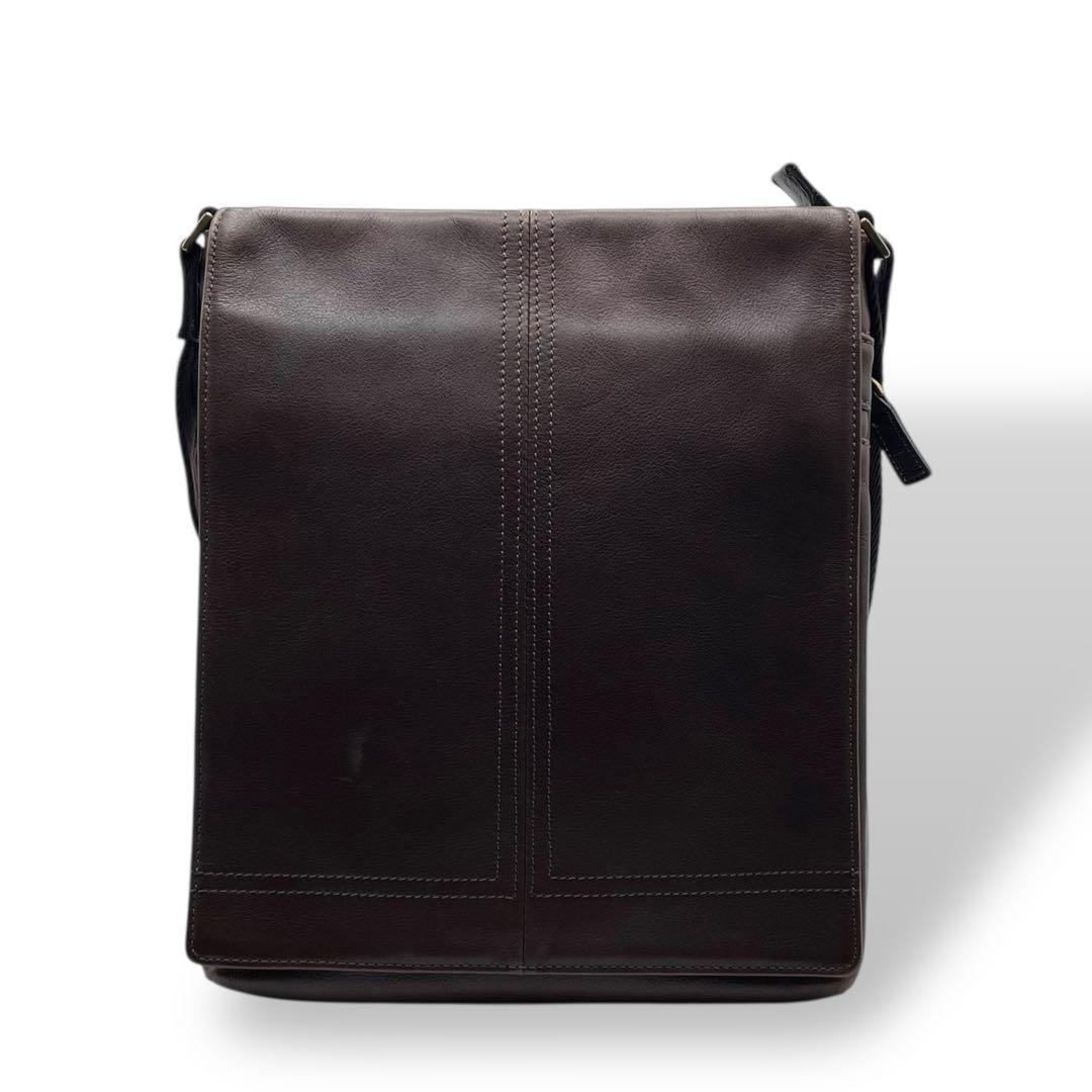 美品 ランバン ショルダーバッグ サントル メッセンジャー オールレザー 茶