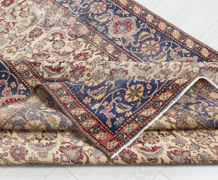 トルコ ヴィンテージラグ 986 レア 最高級 カイセリラグ ベージュ ネイビー