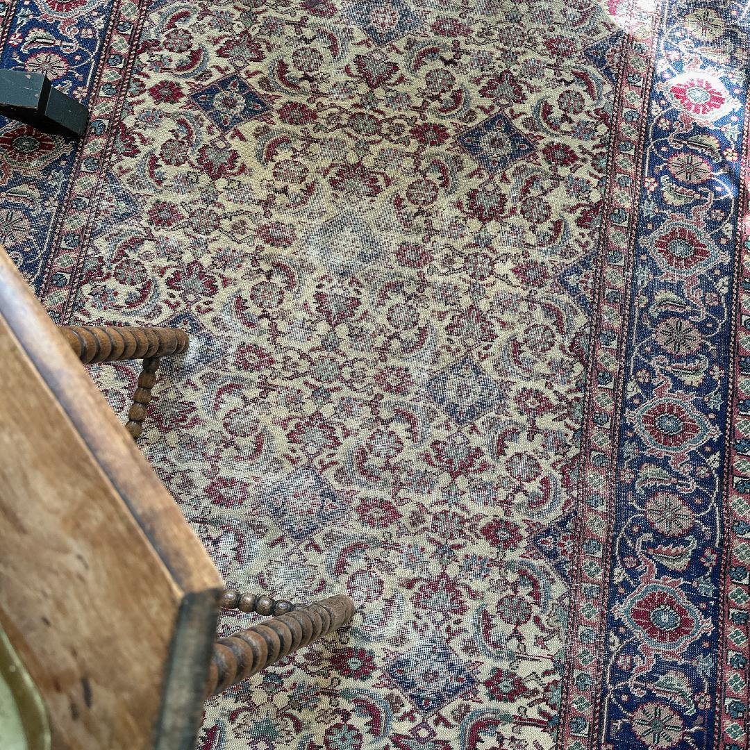 トルコ ヴィンテージラグ 986 レア 最高級 カイセリラグ ベージュ ネイビー