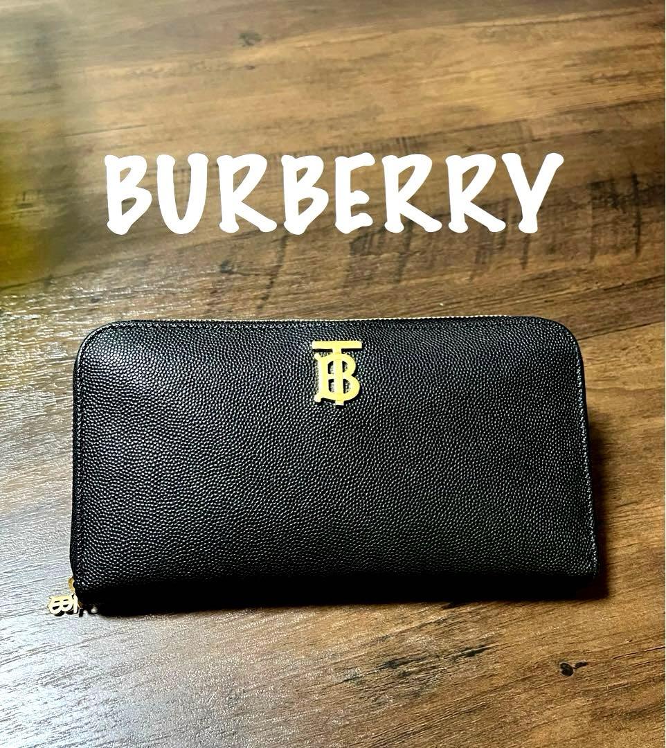 【BURBERRY】バーバリー エルモア TBロゴ ブラック 長財布