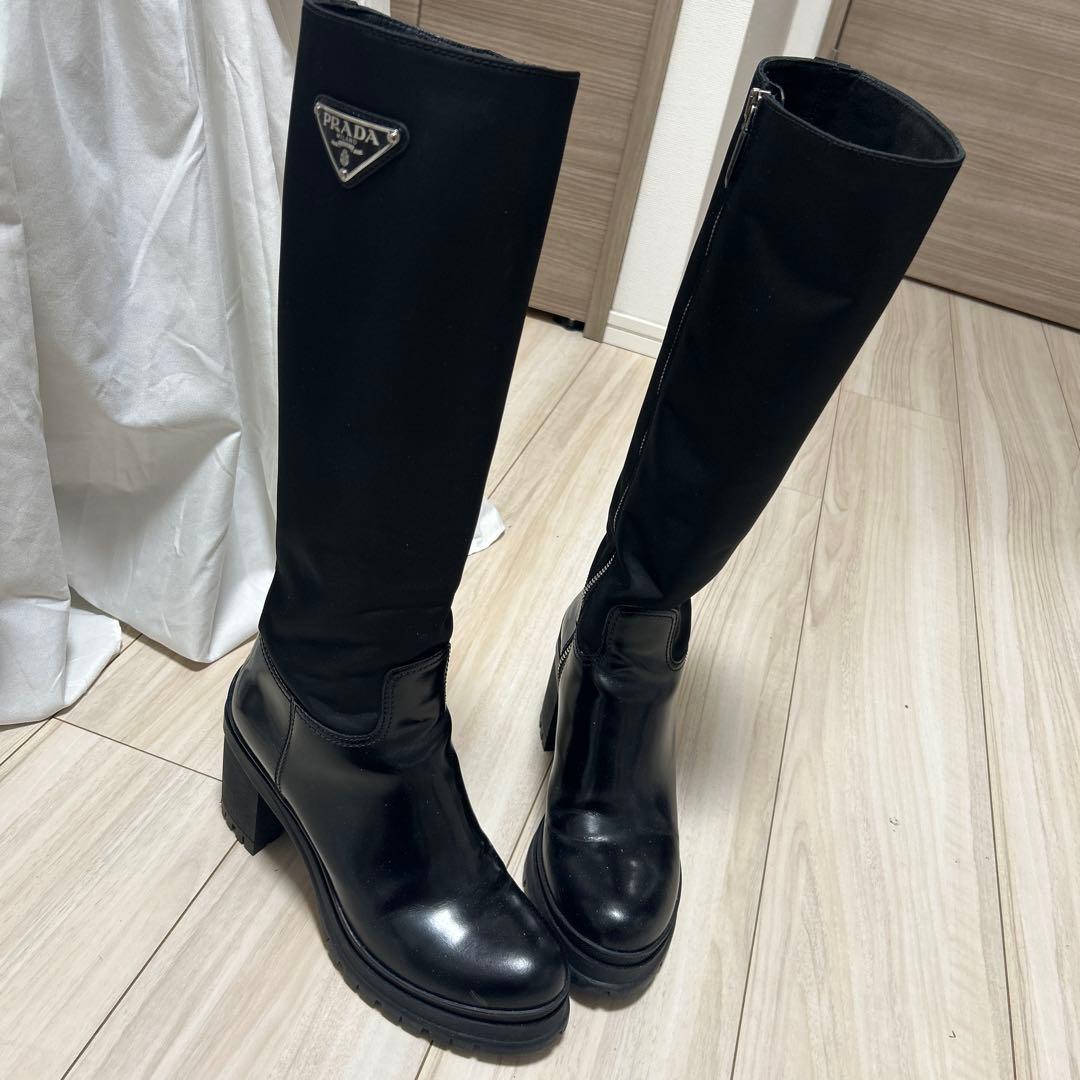 PRADA ブラック ロングブーツ ヒール8cm 元箱あり