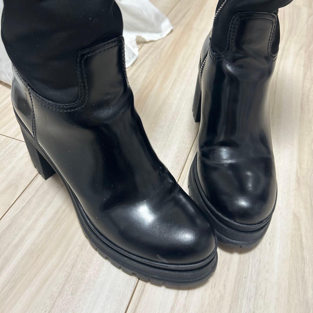 PRADA ブラック ロングブーツ ヒール8cm 元箱あり