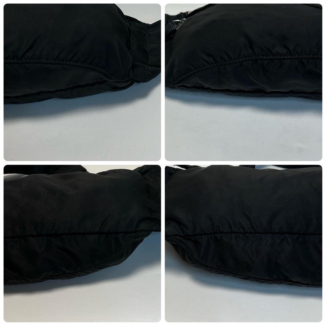 k52【美品】プラダ　三角ロゴ　ナイロンブラック　ウエストポーチボディバッグ.