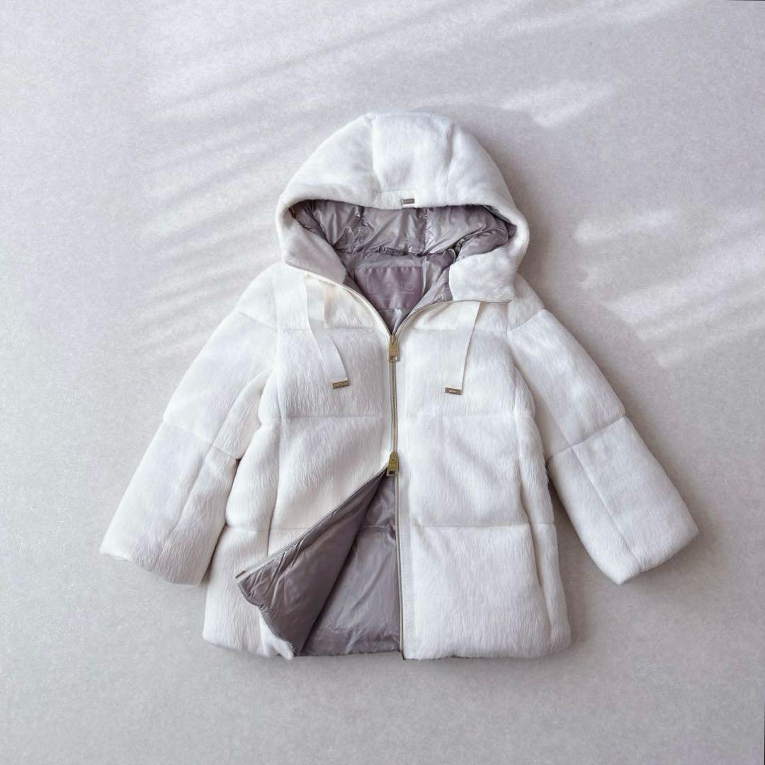 HERNO｜Resort ふわふわ エコファーショートダウン ホワイト 38