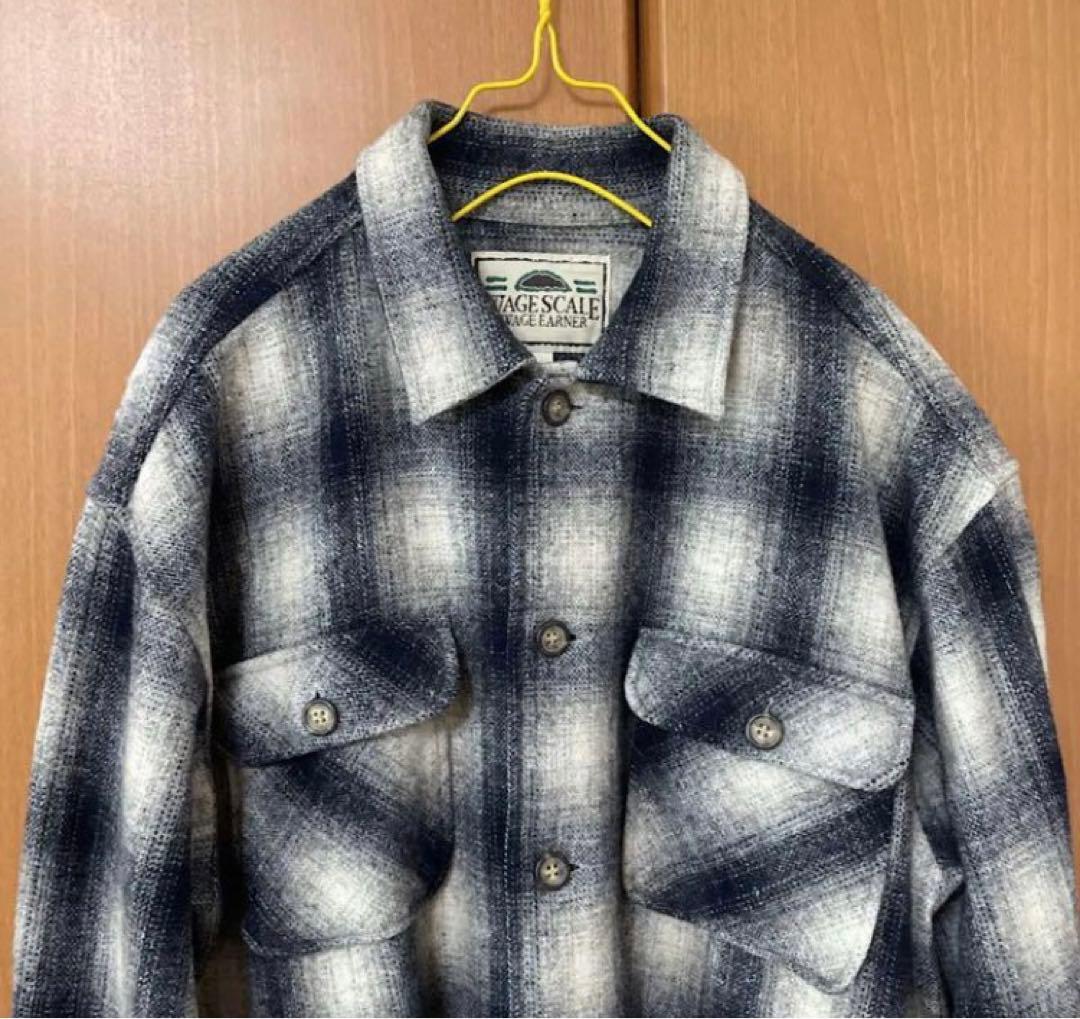 【入手困難】オンブレチェック90s 肉厚　ヘビーネルシャツ　ウール　ヴィンテージ