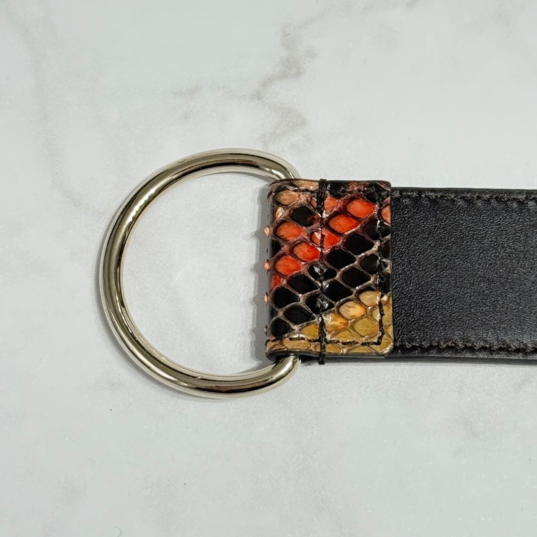 【極美品】 イヴサンローランリヴゴーシュ パイソンレザー フックバックル ベルト