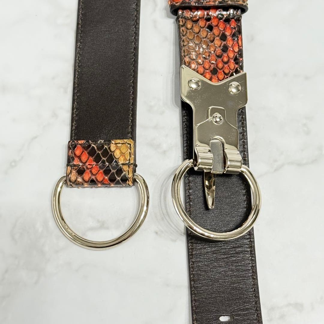 【極美品】 イヴサンローランリヴゴーシュ パイソンレザー フックバックル ベルト