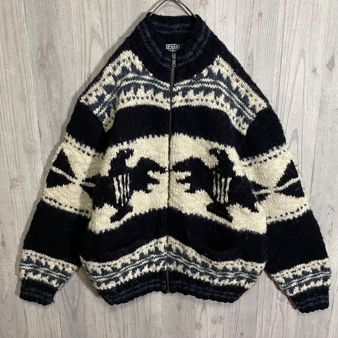 【希少モデル】ラルフローレン　サンダーバード柄　ジップニットジャケット　XL