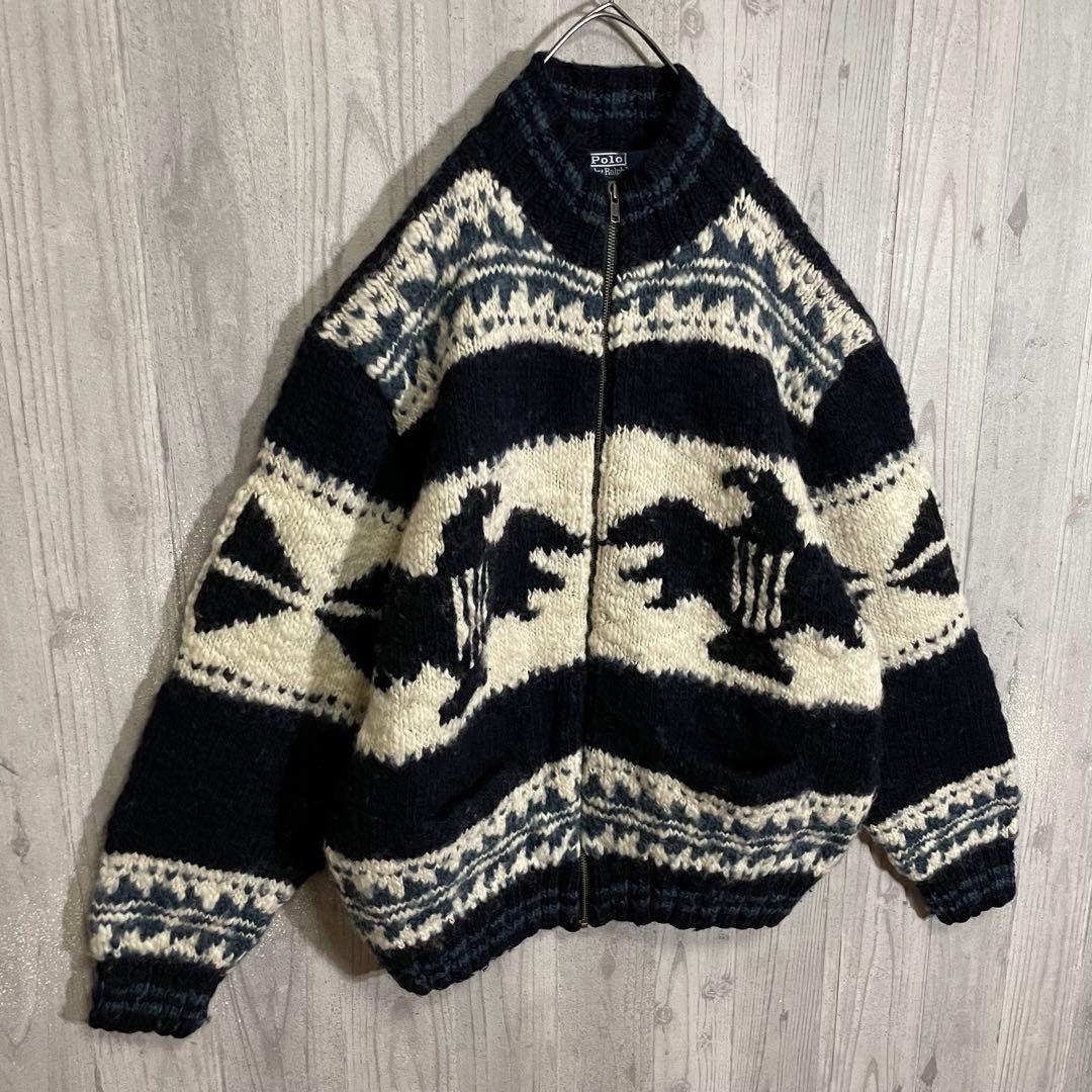 【希少モデル】ラルフローレン　サンダーバード柄　ジップニットジャケット　XL