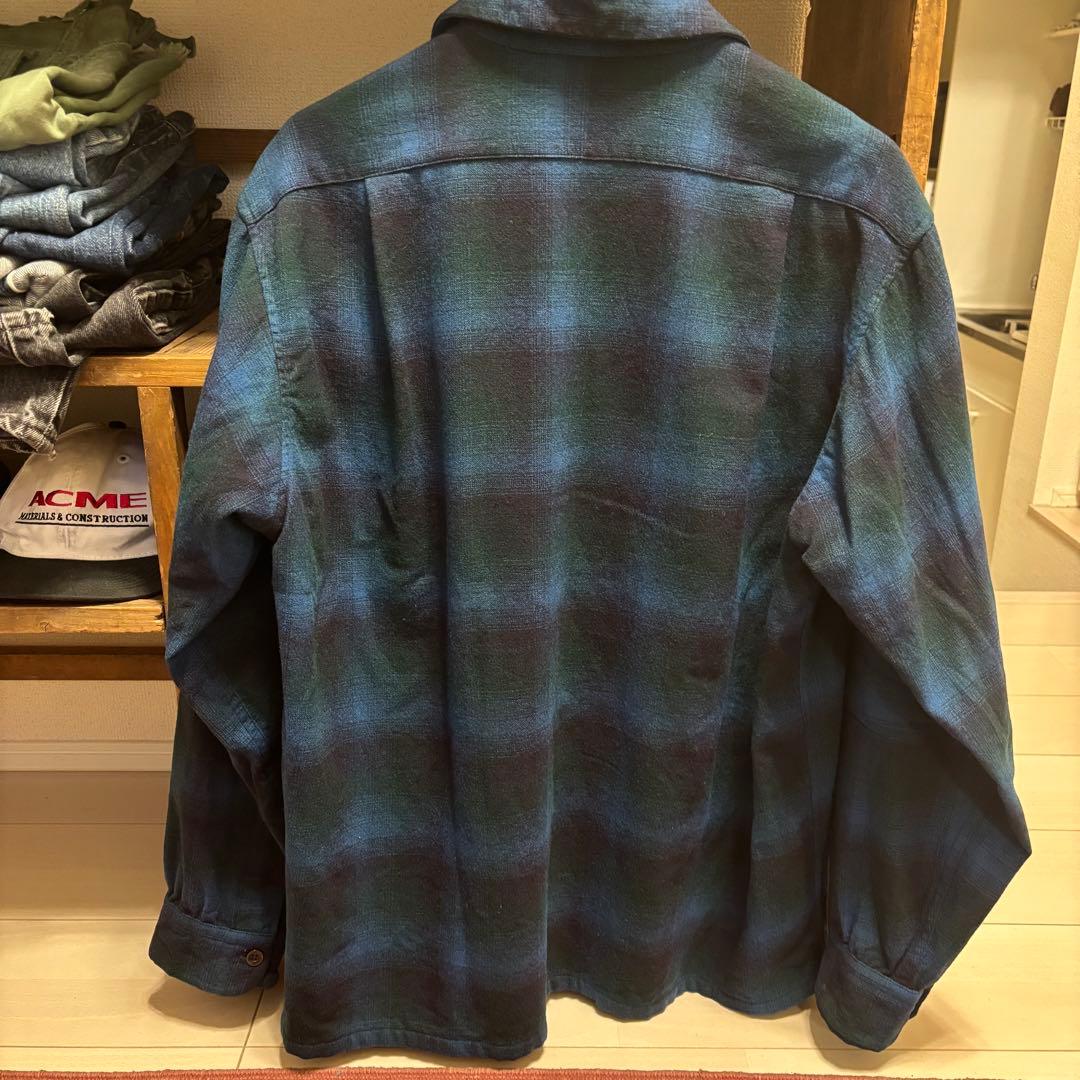 60s ペンドルトン オープンカラーシャツ オンブレ シャドーチェック