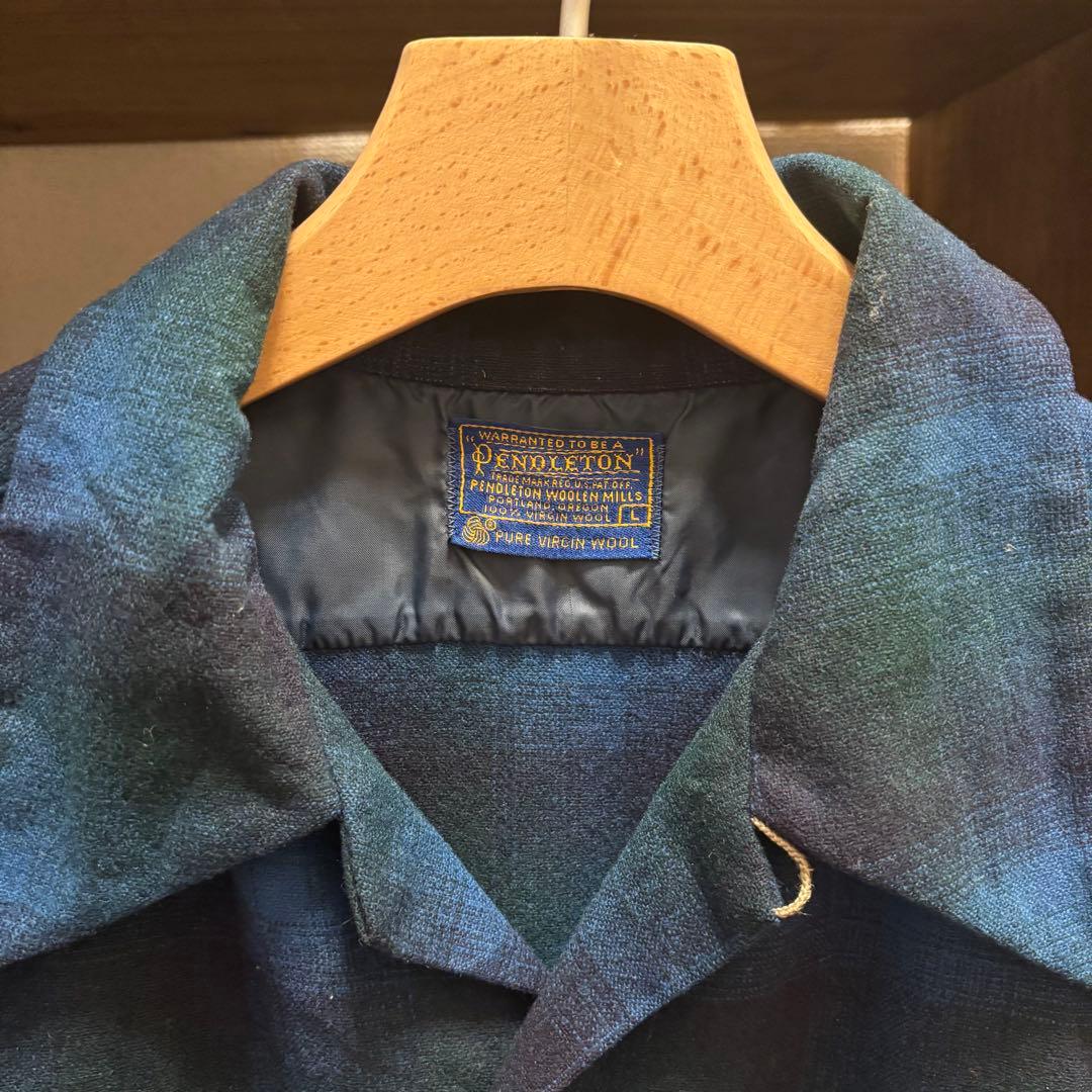 60s ペンドルトン オープンカラーシャツ オンブレ シャドーチェック