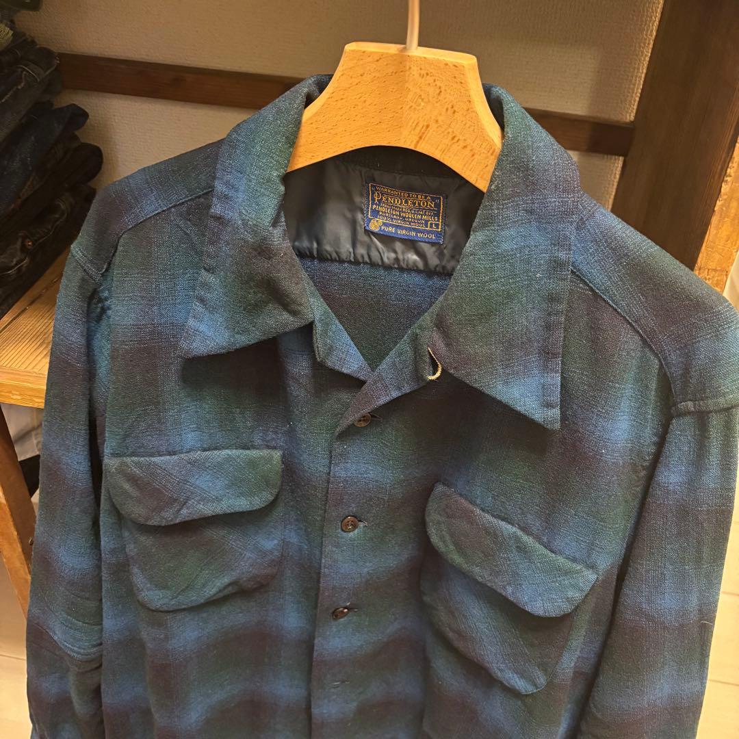 60s ペンドルトン オープンカラーシャツ オンブレ シャドーチェック