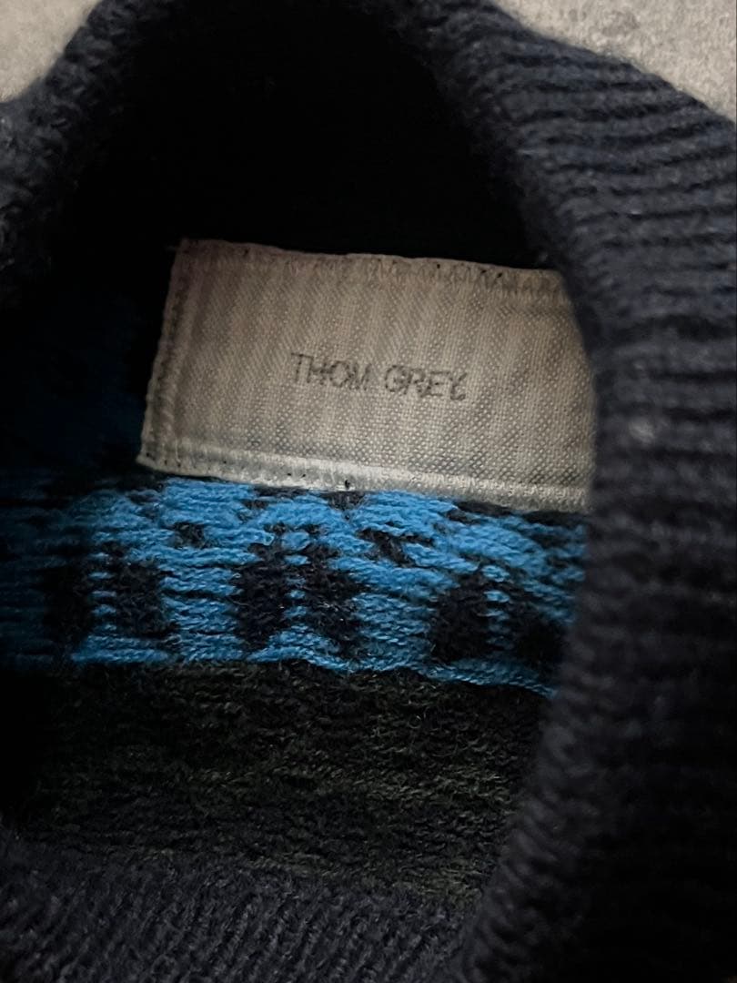 thom grey 冬　ウール　ニット　セーター　チルデン