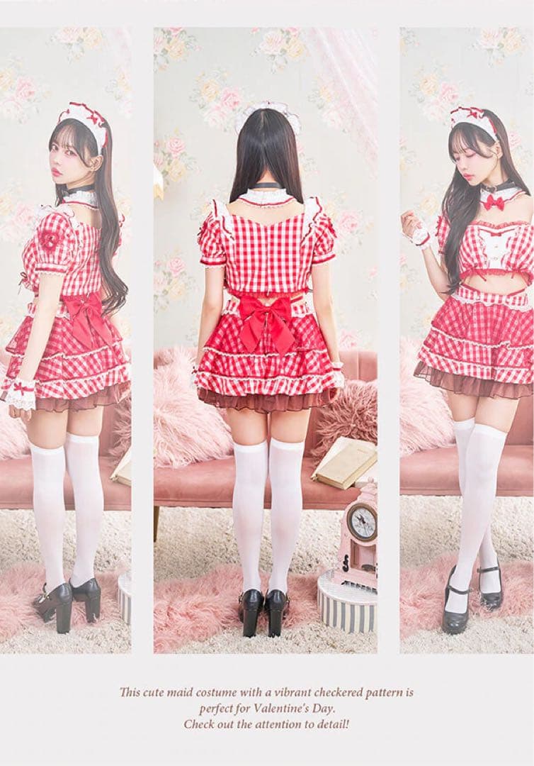 Malymoon マリームーン ギンガムポップバレンタインチェックメイド