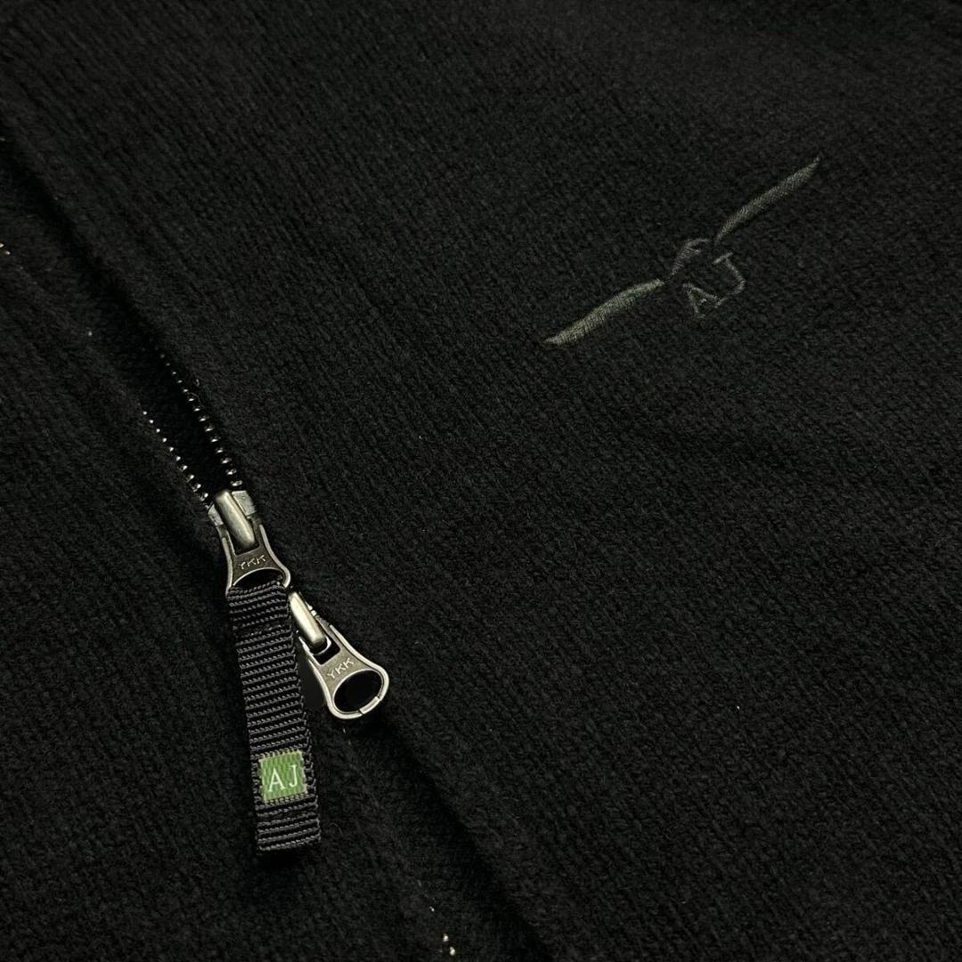 Armani Jeans アルマーニジーンズ カシミヤ混 ニットブルゾン L 黒