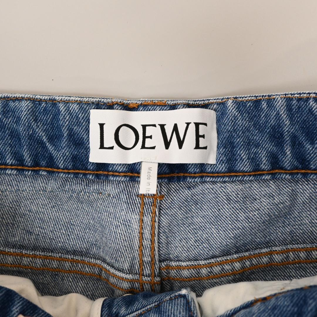 ■ 48147★ LOEWE ロエベ ジーンズ レザーパッチ ストレートデニム*