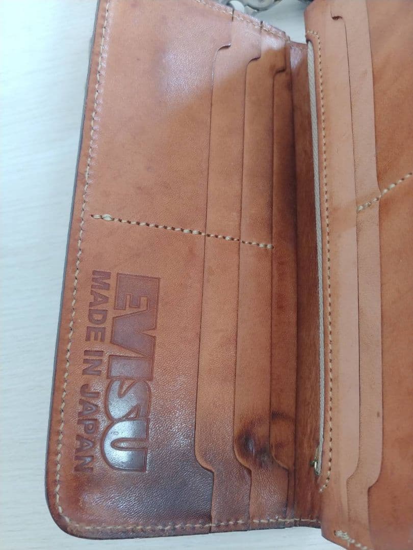 【入手困難】希少 EVISU エヴィス 長財布 ビックカモメ 赤茶　スターボタン