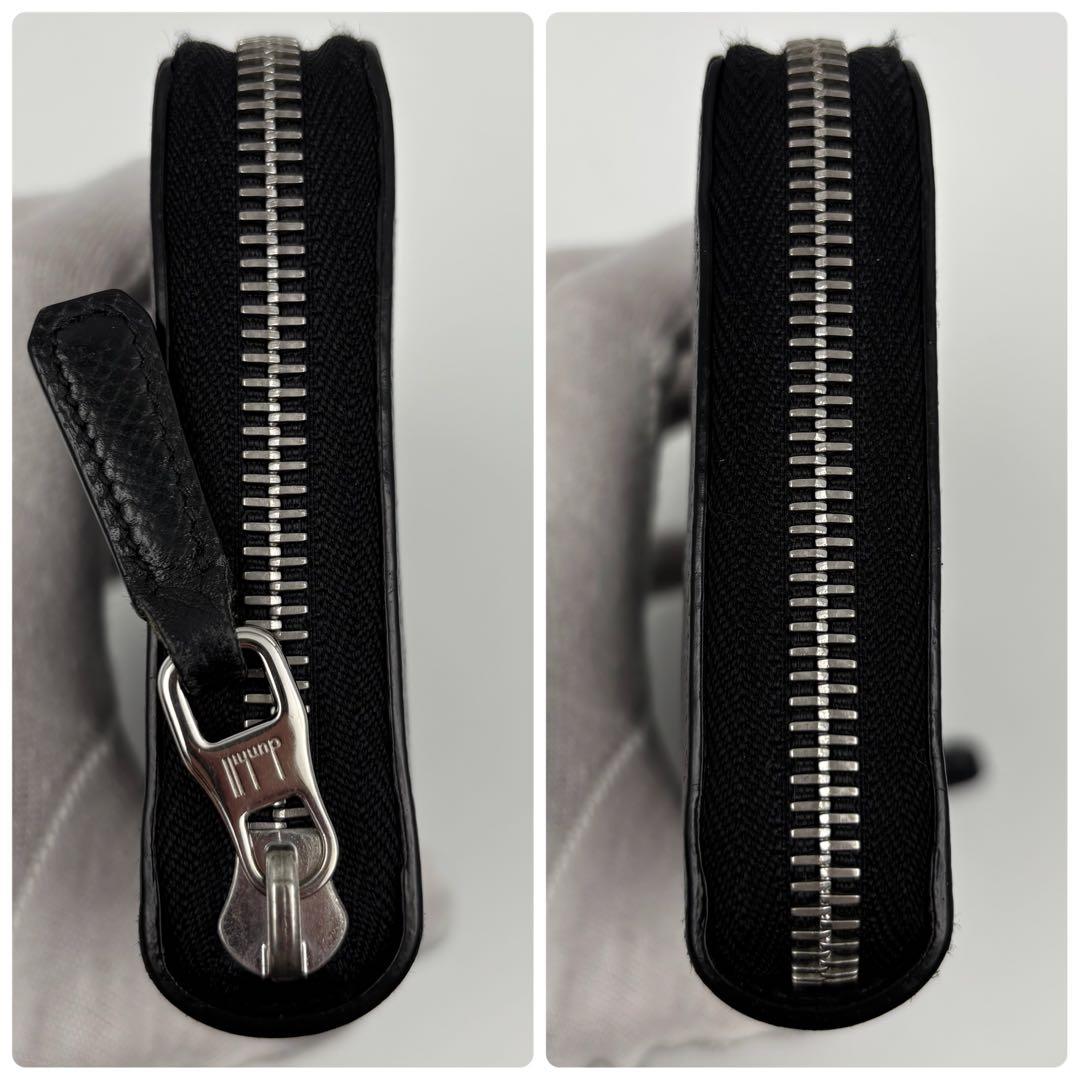 ✨美品✨　ダンヒル 長財布 カドガン ラウンドファスナー シボ革 ブラック　現行