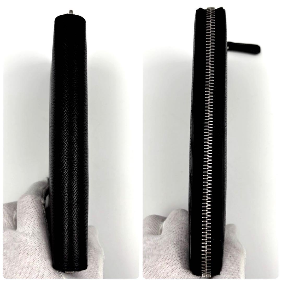 ✨美品✨　ダンヒル 長財布 カドガン ラウンドファスナー シボ革 ブラック　現行