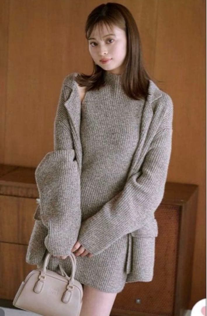 【新品未使用/タグ付き】SNIDEL ミニニットワンピース ニットジャケット