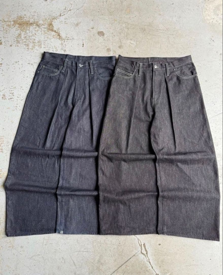 BELVET Classic Rigid Tuck pants ダークデニム M