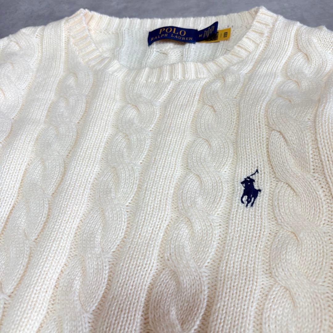 POLO RALPH LAUREN ケーブルニット コットン セーター 白 M