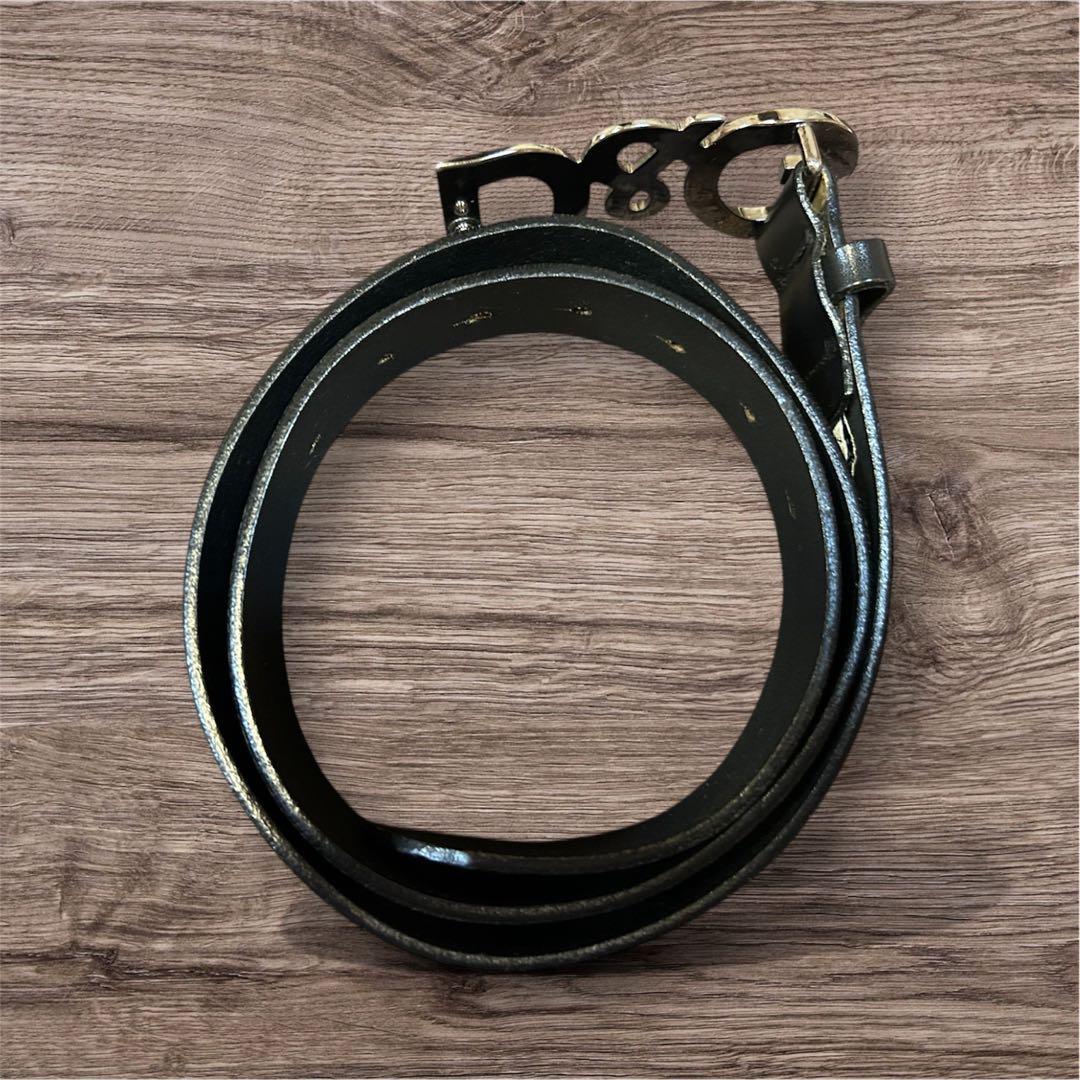 D&G ブラック ベルト ロゴバックル