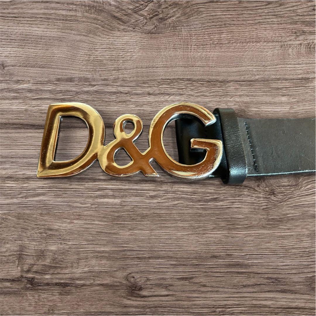 D&G ブラック ベルト ロゴバックル
