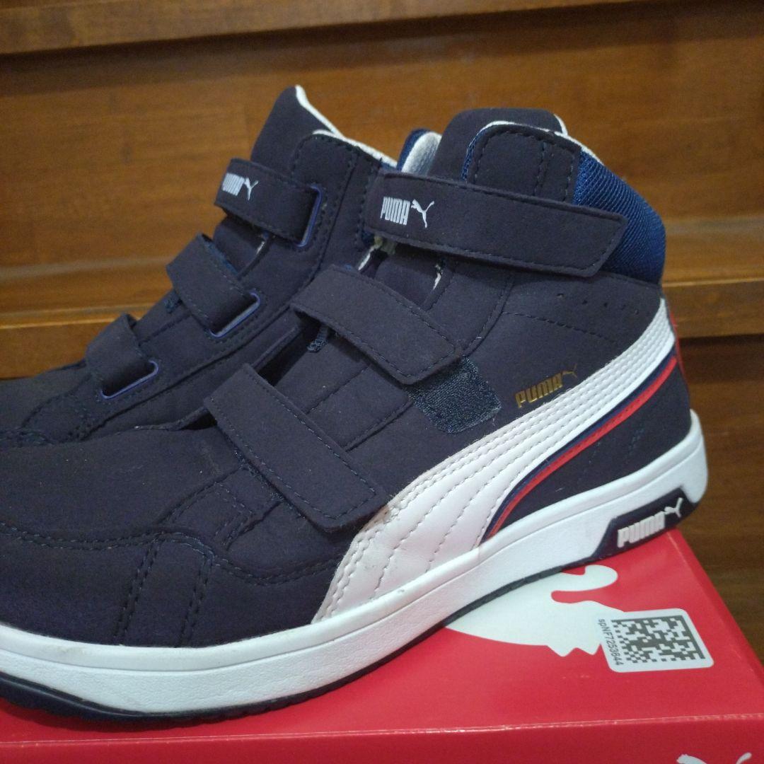 【PUMA】ハイカット安全靴 作業靴 ネイビー×ホワイト×レッド 27cm/3E