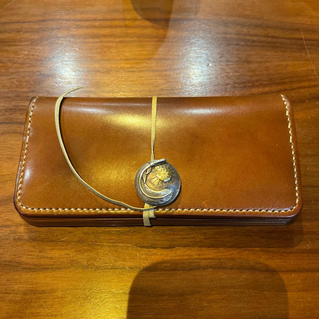 長財布シルバーコンチョ　18Kコンチョ　新喜皮革　コードバン