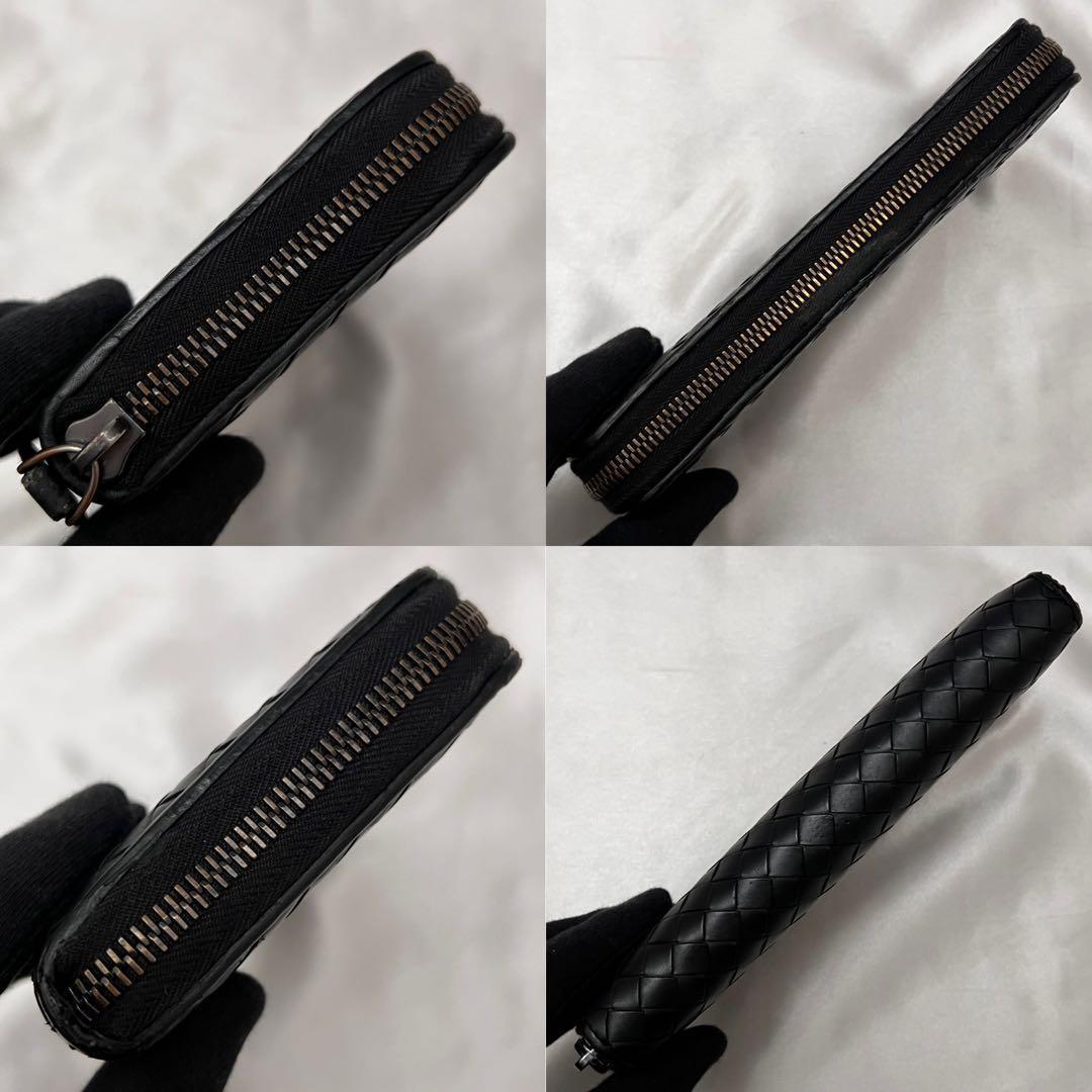 ◇美品◇ボッテガヴェネタ　長財布　ラウンドファスナー　ブラック　イントレチャート