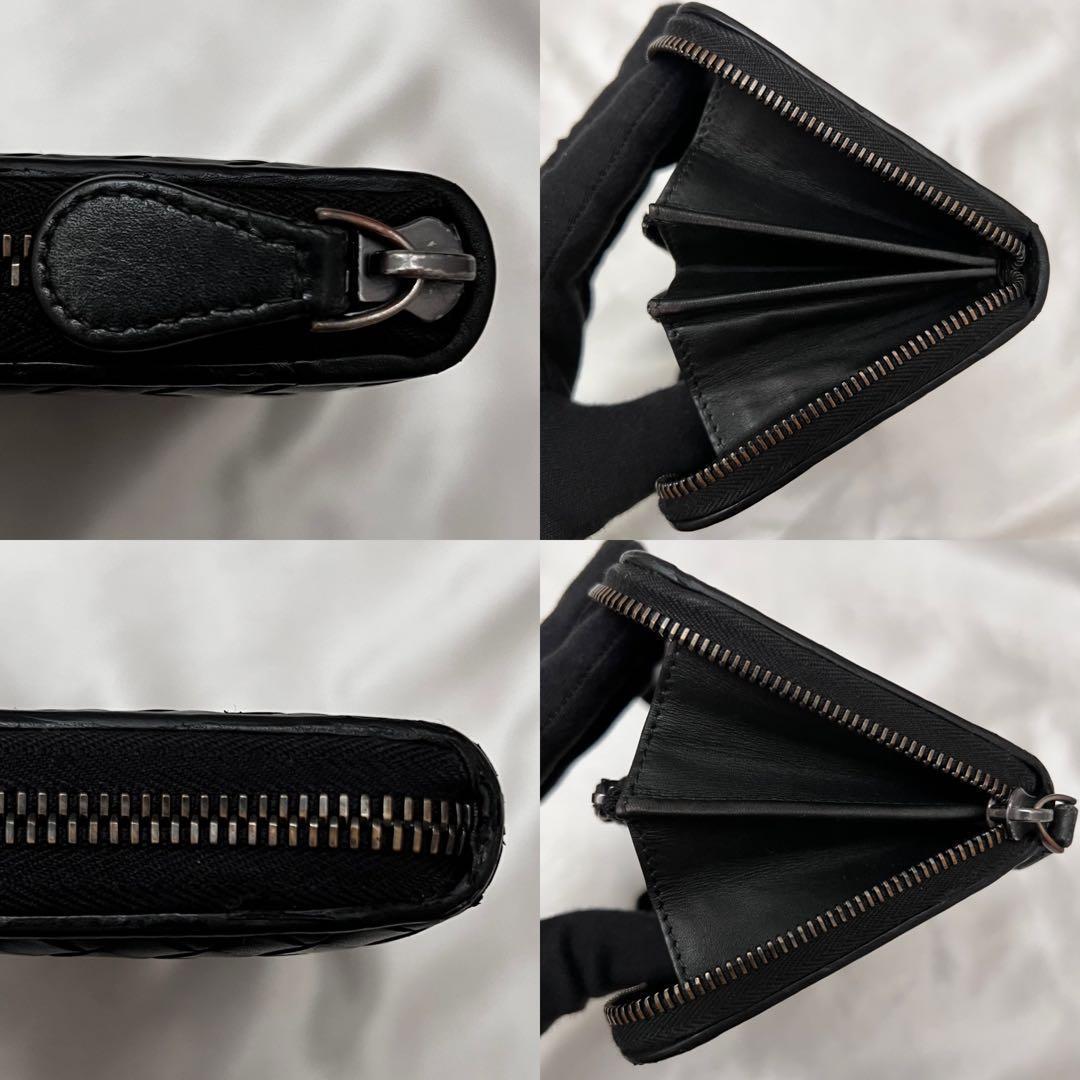 ◇美品◇ボッテガヴェネタ　長財布　ラウンドファスナー　ブラック　イントレチャート