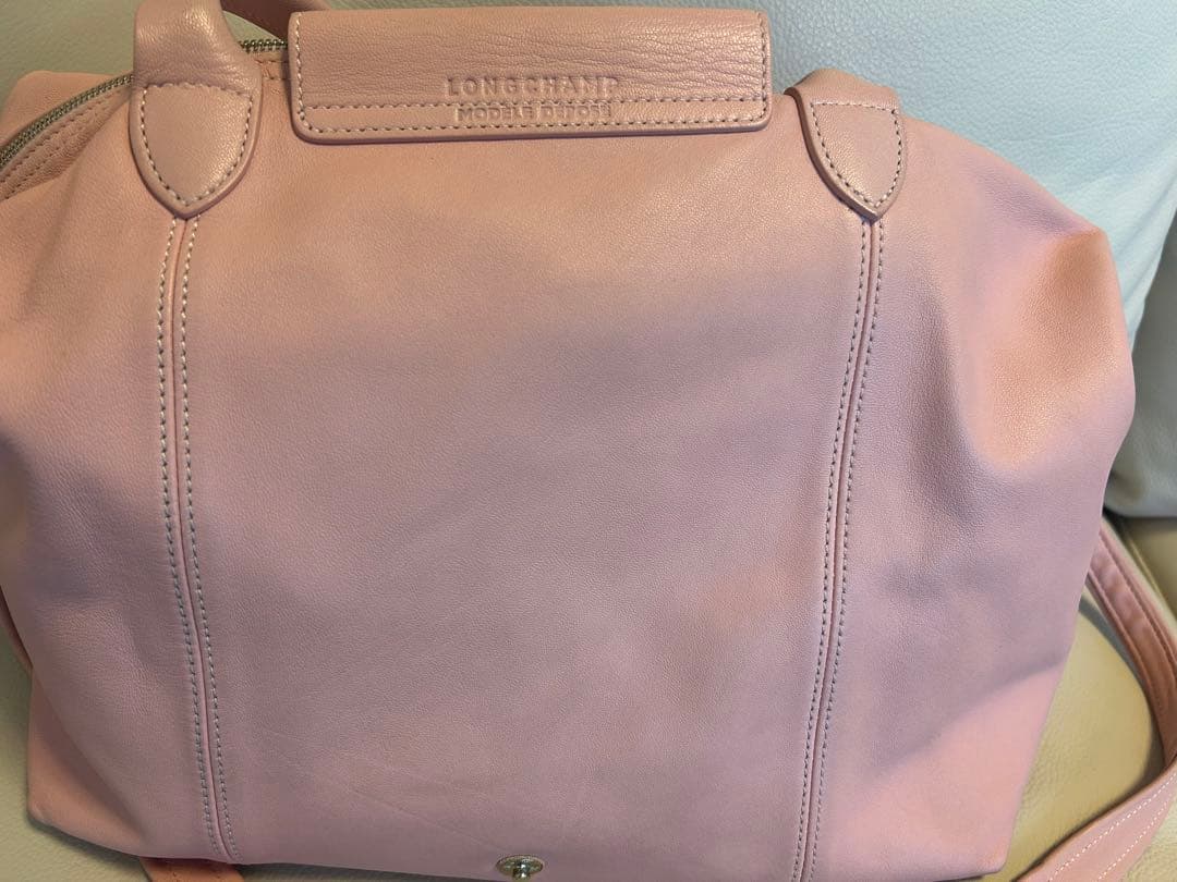 ロンシャン キュイールMサイズ　オールレザー　ピンク