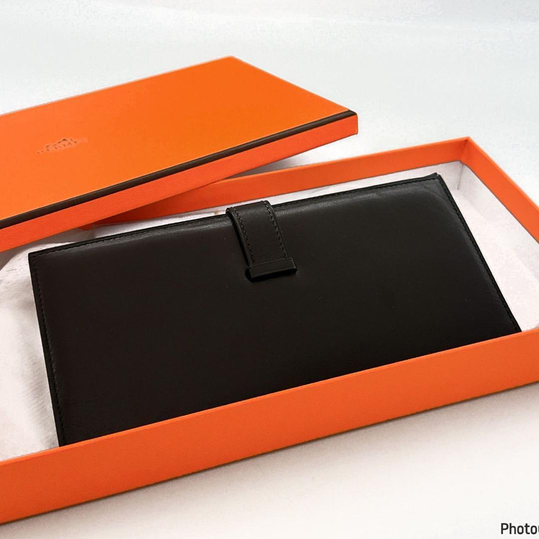 未使用に近い❤️エルメス✨ベアン✨クラシック✨ブラック✨二つ折り　長財布