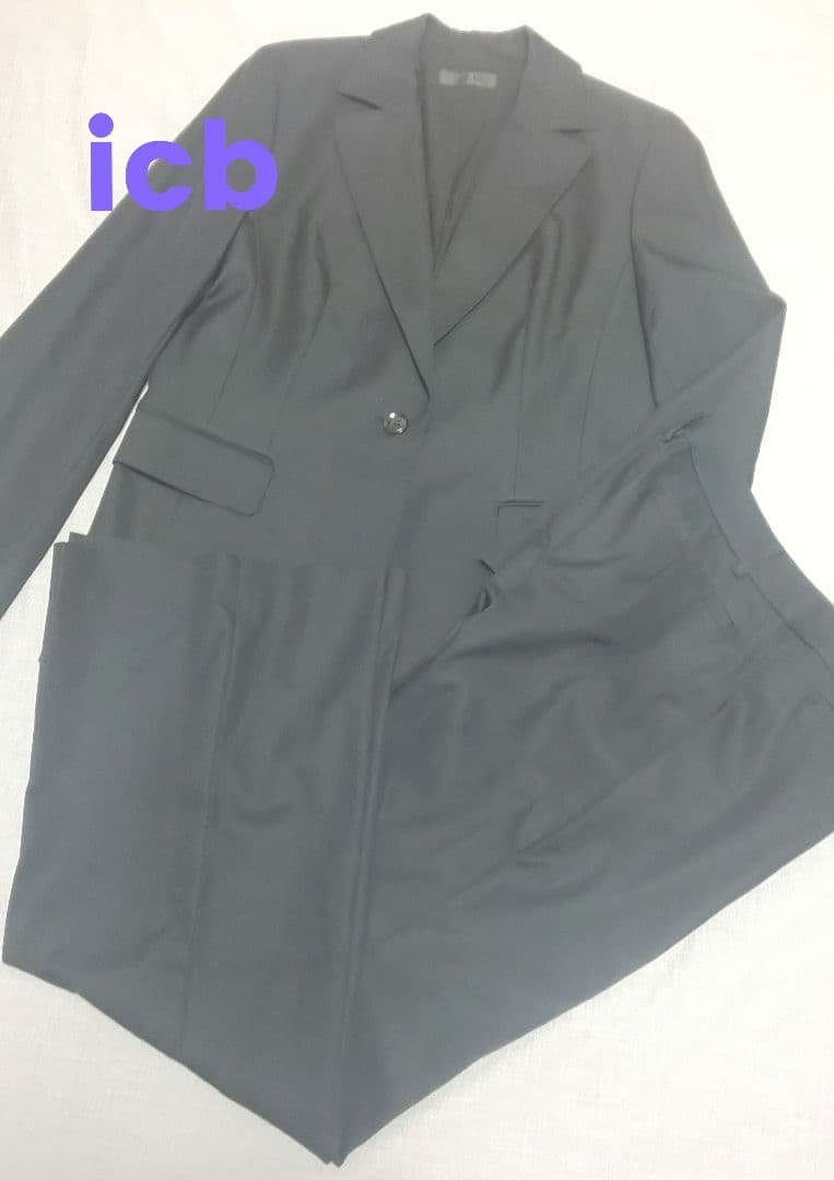 icB ブラックスーツ セットアップ パンツスーツ 大きい テラード リクルート