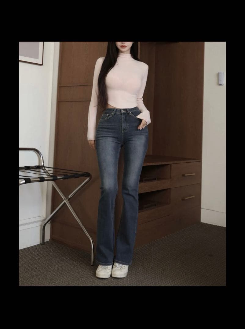 【KINDAME】ハイウエスト デニム パッド付き 韓国 美脚