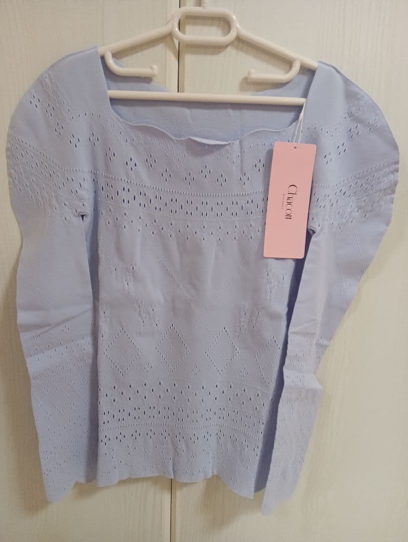 ★新品★チャコット　ノーソーイングニット　スカラップ　長袖　紫