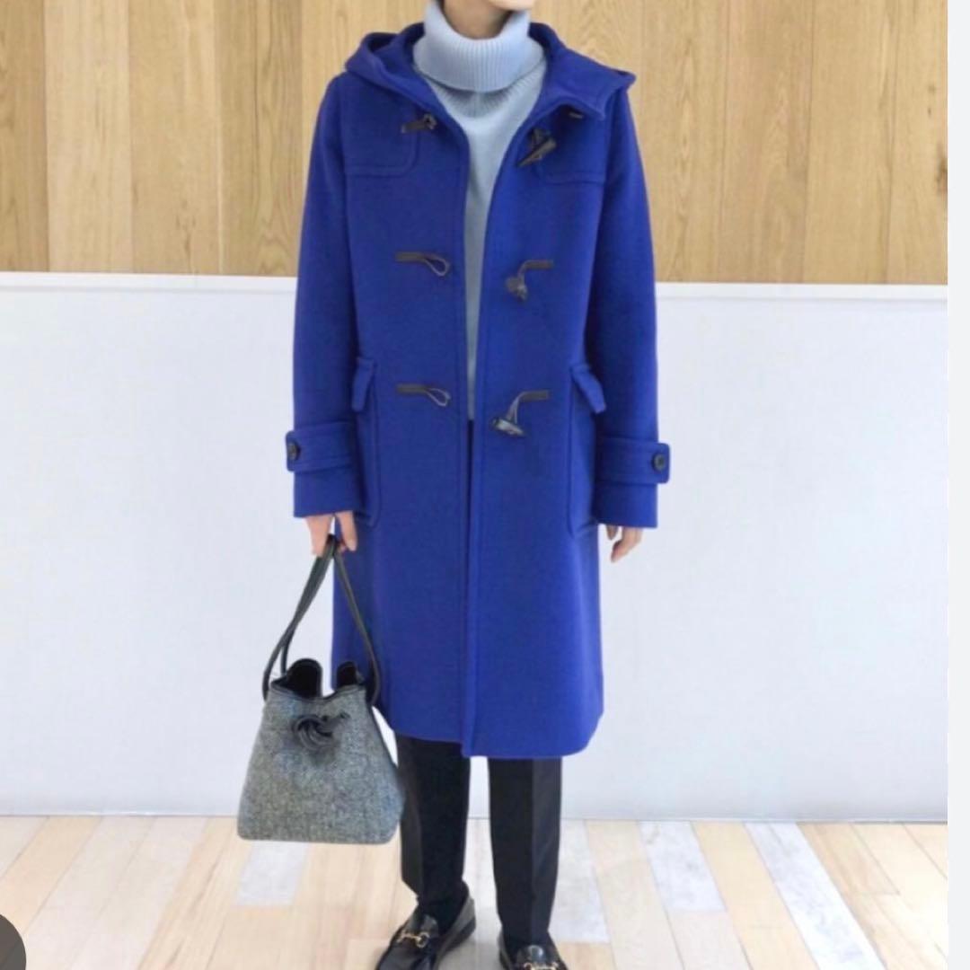 美品　グリーンレーベルリラクシング　ダッフルコート　ロイヤルブルー　ウール　42