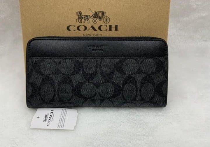 極美品コーチ長財布シグネチャージップブラックメンズレディース新品未使用送料無料