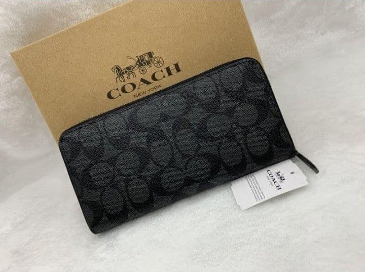 極美品コーチ長財布シグネチャージップブラックメンズレディース新品未使用送料無料